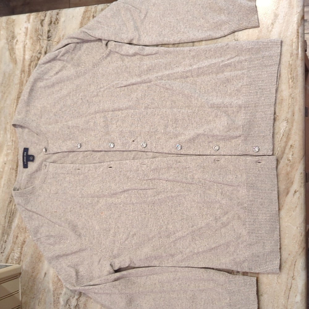 Lands End grey cashmere cardigan size L.